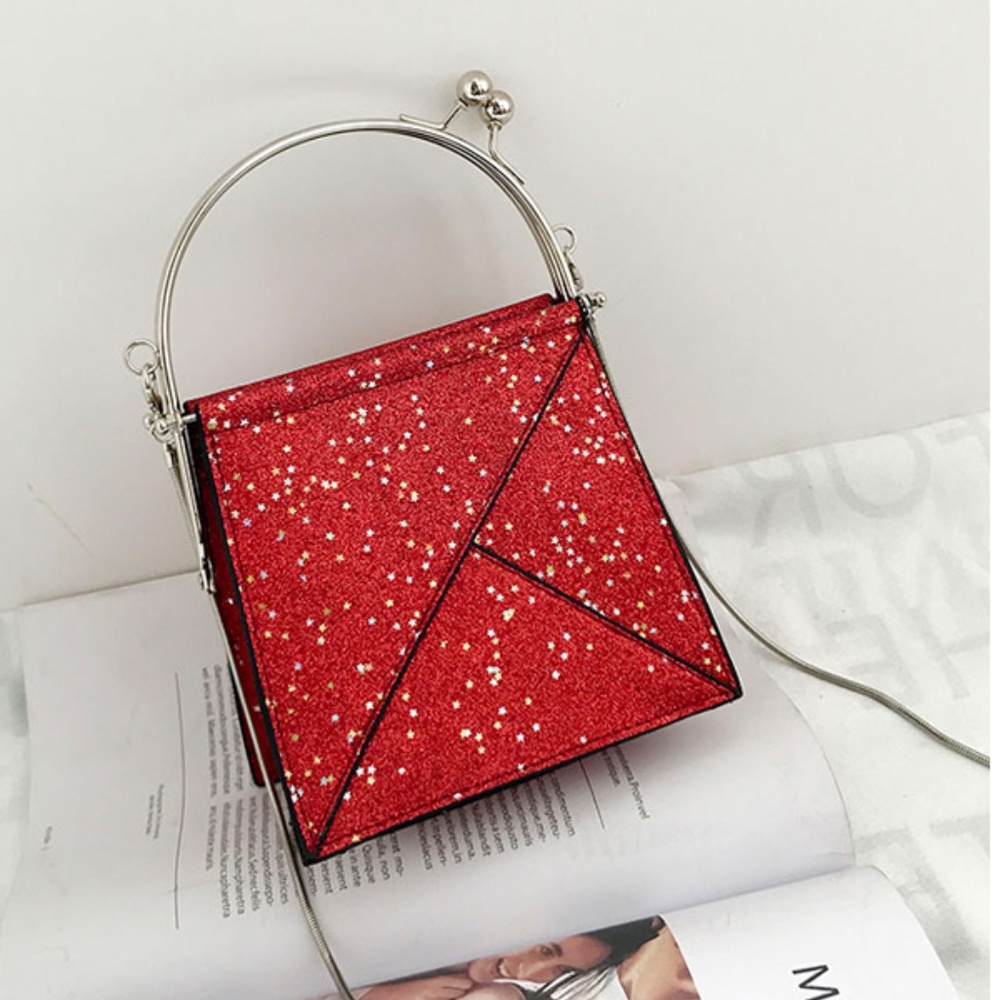 ❤️HP❤️New! Red Glitter Top Handle Crossbody Bag - Picture 6 of 8
